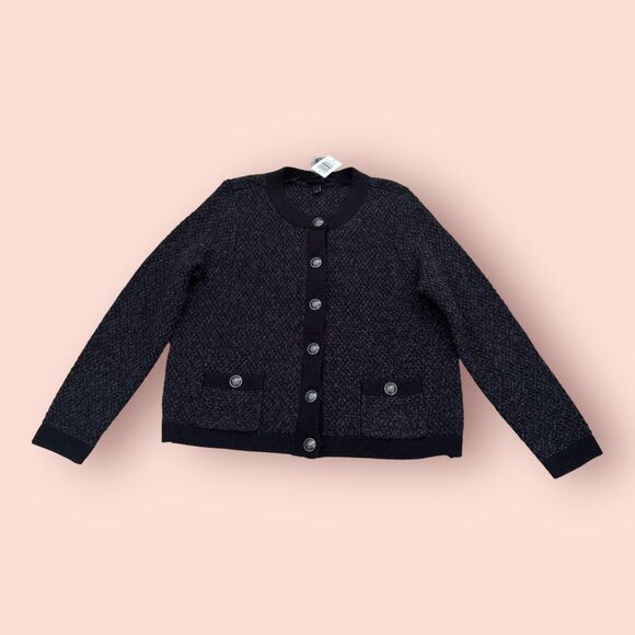 Torrid Button up Cardigan Sweater Womens Size 0X Deep Black Preppy NWT NEW - Picture 2 of 9